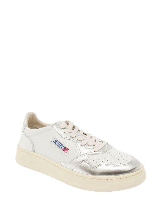 Autry White Medalist Lace-Up Sneakers for men