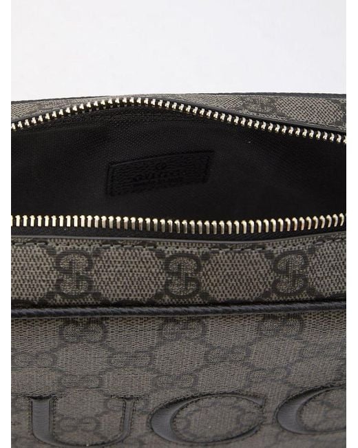 Gucci Gray Shoulder Bag With Logo, for men