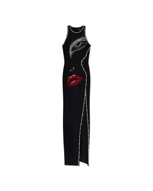 Balmain Black Dress With Shimmering Appliques