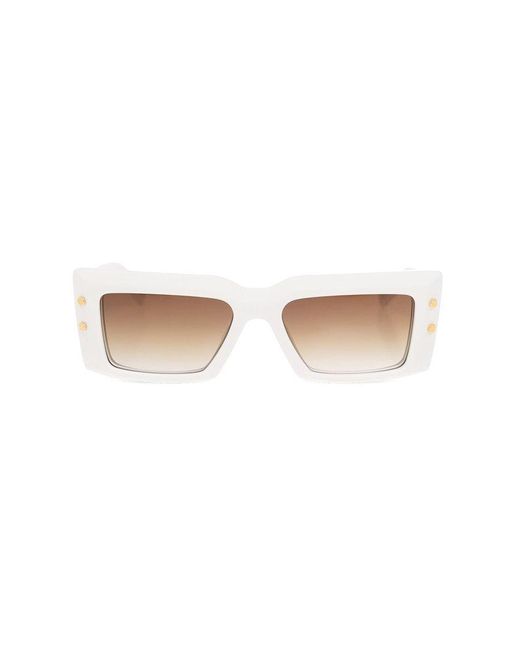 BALMAIN EYEWEAR White Rectangle Frame Sunglasses