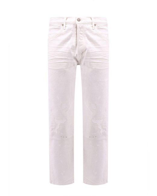 Tom Ford Pink Distressed Straight-leg Jeans for men