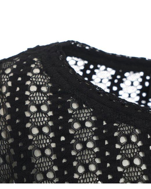 Pinko Black Lace-detailed Crewneck Cropped Top