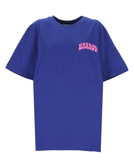 Barrow Blue Logo Printed Crewneck T-shirt for men