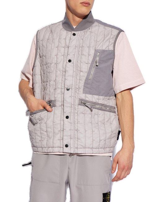 Stone Island Gray Quilted Vest, for men