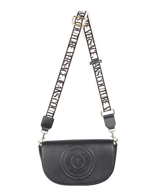 Versace Jeans Black Half Moon Bag With V-emblem