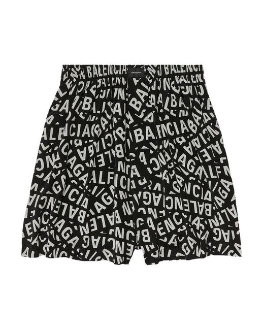Balenciaga Black Logo-print Shorts for men