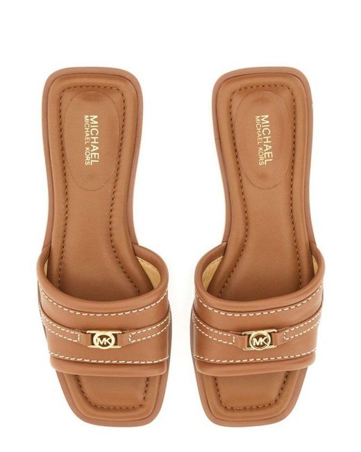 MICHAEL Michael Kors Mandy Square-Toe Sandals in Brown | Lyst UK