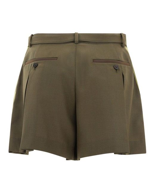 Sacai Green Belted Shorts