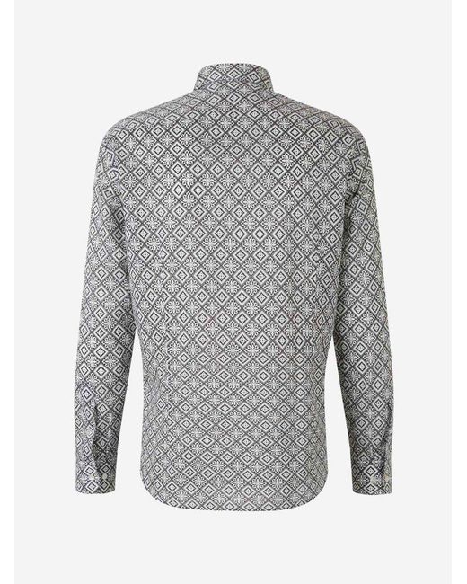 Etro Gray Micro Geometric Printed Shirt for men