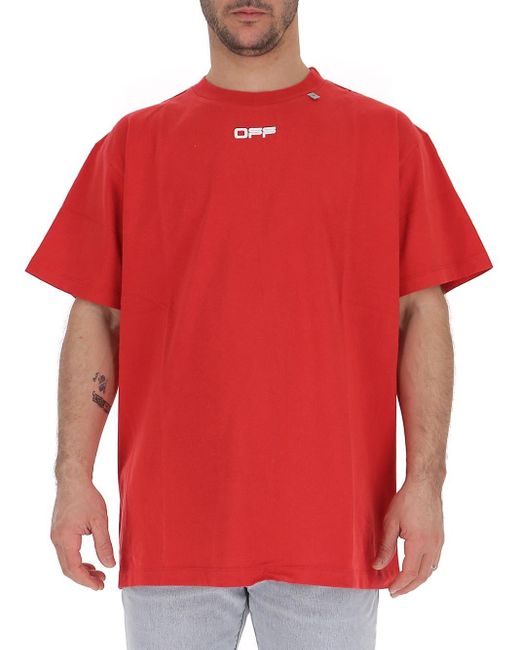 Red off 2024 white shirt