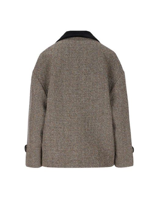 Gucci Gray Wool Herringbone Coat