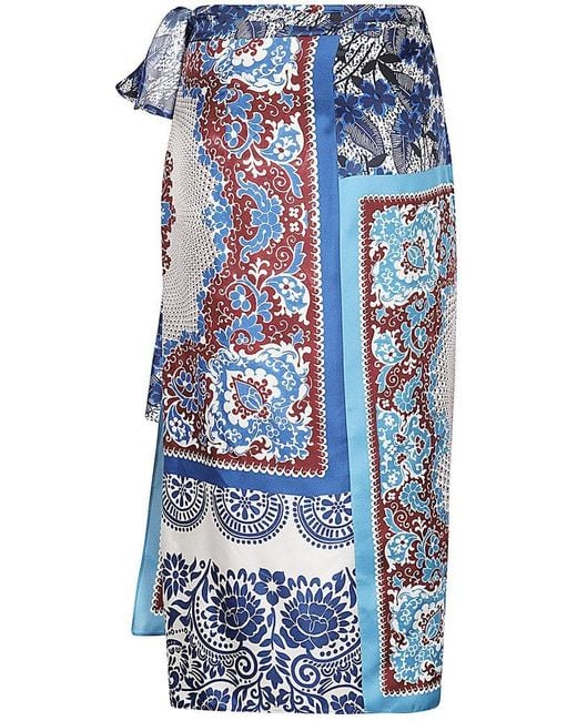 Weekend by Maxmara Blue Floral Patterned Midi Skirt