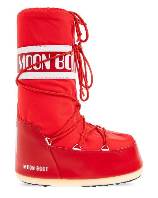 Moon Boot Red Logo Detailed Lace-up Boots for men