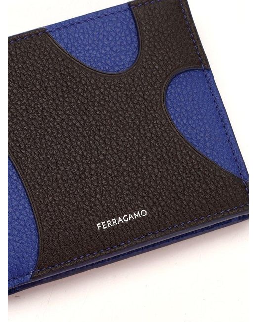 Ferragamo Black Wallet With Blue Cut Out for men