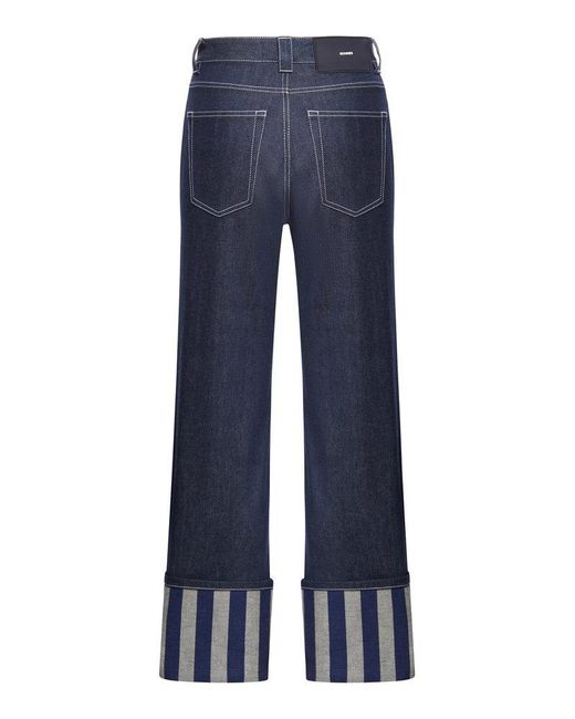 Sunnei Blue Straight Leg Turn-up Hem Jeans