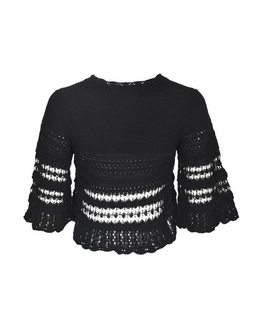 Isabel Marant Black Frizy Open-knitted Cropped Top