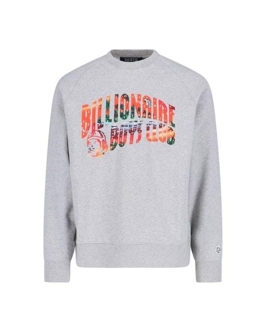 BBCICECREAM Gray Tropical Island Fill Arch Logo Crewneck Sweatshirt for men