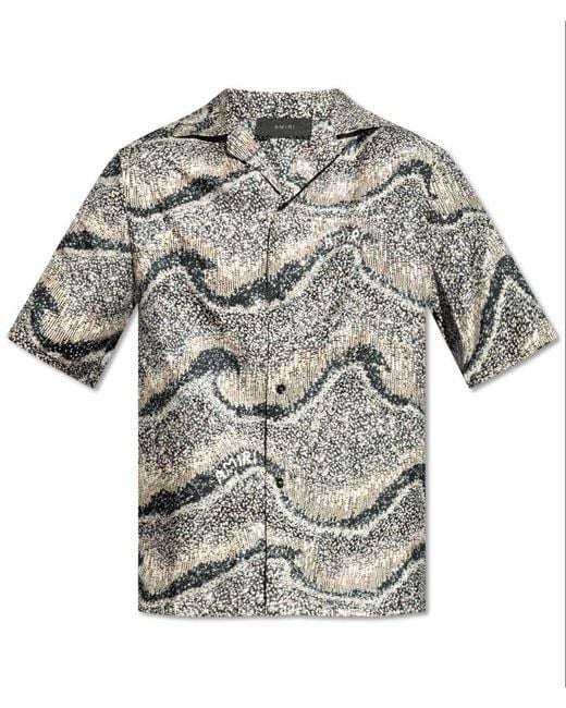 Amiri Gray Wavy Embellished Straight Hem Shirt for men