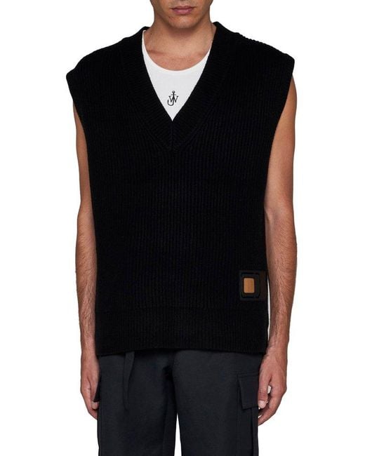 J.W. Anderson Black Logo Patch Knitted Vest for men