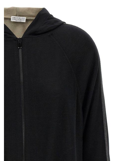 Brunello Cucinelli Black Zip-Up Long Sleeved Sweatshirt