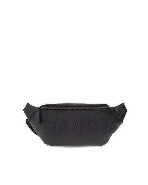 DSquared² Black Bob Logo Embossed Belt Bag for men