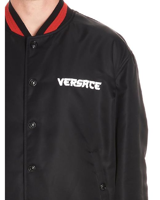 Versace Satin Medusa Head Varsity Jacket in Black & Red (Black) for Men - Save 2% - Lyst