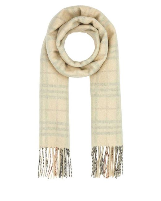 Burberry Natural Embroidered Cashmere Scarf for men