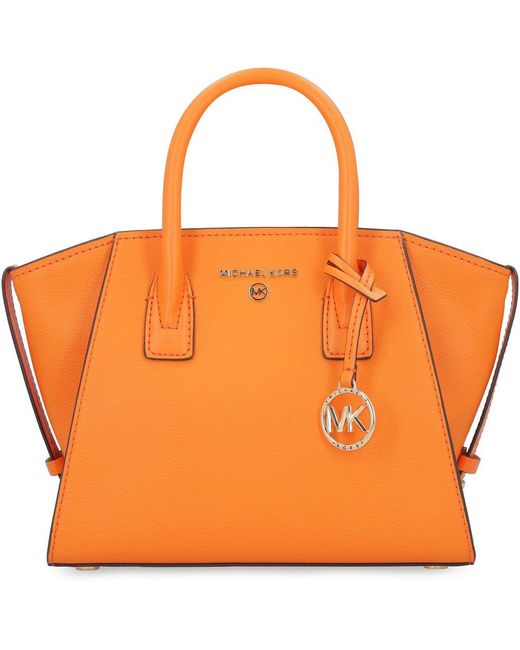 Michael Kors Orange Avril Small Leather Handbag