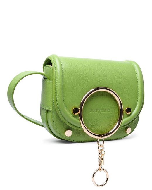 See By Chloé Green Small 'Mara' Cowhide Crossbody Bag