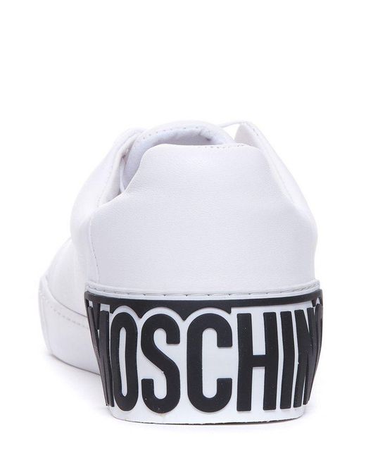 Moschino White Logo-embossed Lace-up Sneakers for men