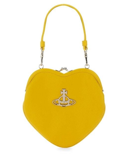 Vivienne Westwood Yellow Orb Logo Plaque Heart-shape Clutch Bag