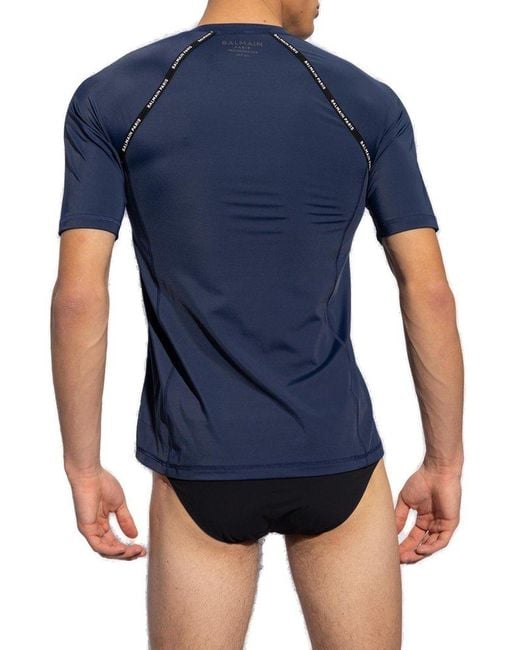 Balmain Blue Swim T-Shirt for men