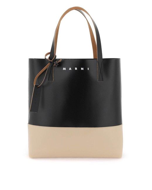 Marni Black Two-tone Leather Tote Bag