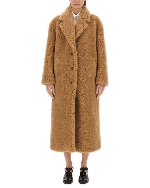 Moschino Natural Jeans Single-breasted Furry Effect Coat
