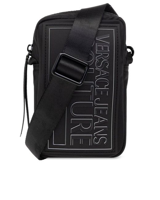 Versace Jeans Black Shoulder Bag With Logo, for men