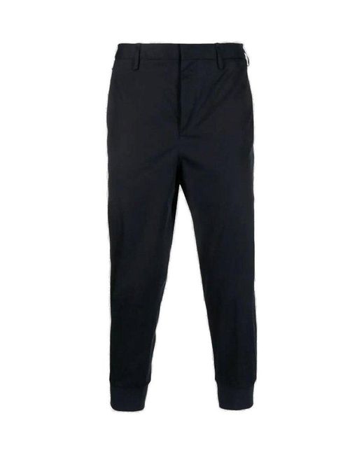 Neil Barrett Blue Button Detailed Fitted-ankle Trousers for men