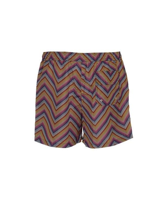 Missoni Red Zigzag-printed Elasticated Waist Swim Shorts for men
