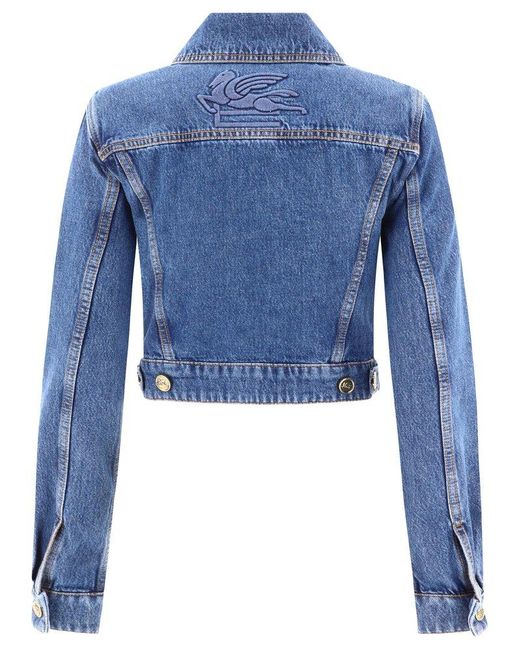 Etro Denim Cropped Jacket in Blue | Lyst UK