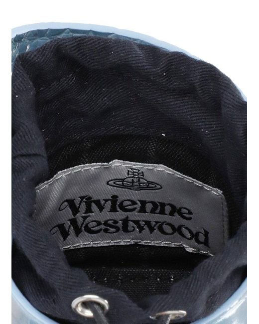 Vivienne Westwood Blue Daisy Embossed Drawstring Mini Bucket Bag