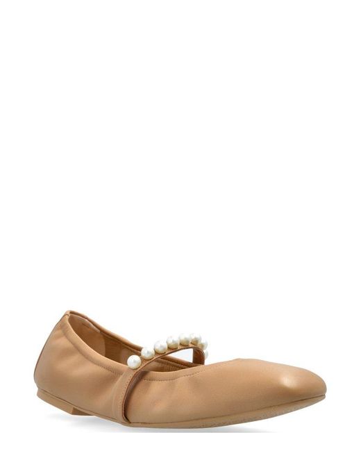 Stuart Weitzman White Goldie Embellished Ballet Flats