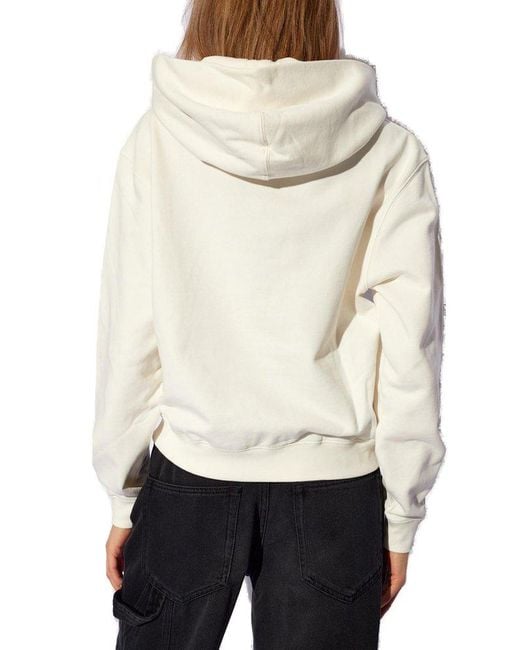 Woolrich White Logo-embroidered Hoodie,