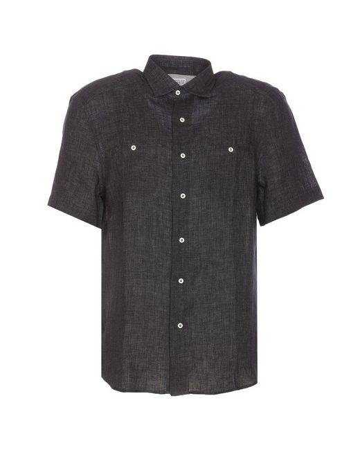 Brunello Cucinelli Black Short-sleeved Button-up Shirt for men