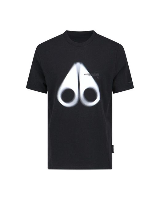 Moose Knuckles Black Maxi Print T-shirt for men
