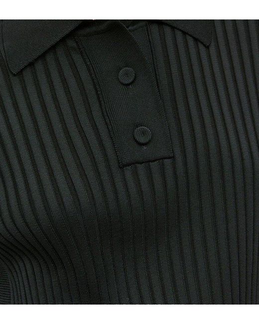 Jil Sander Black Short-sleeved Ribbed Knitted Polo Shirt