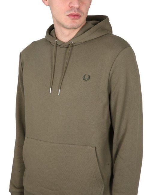 Fred Perry Green Sweatshirt With Logo Embroidery for men