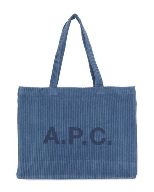 A.P.C. Cotton Diane Logo-embroidered Shopping Tote Bag in Blue | Lyst