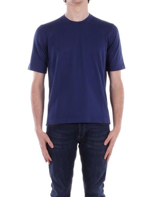 K-Way Blue Combe Knit Pullover for men