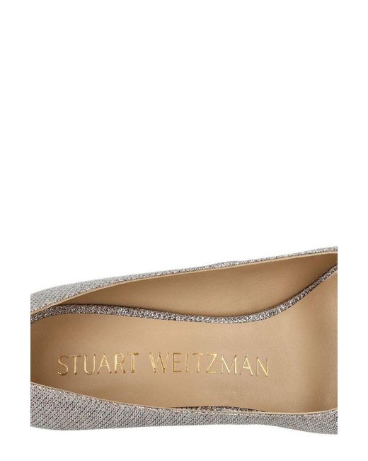 Stuart Weitzman White Anny Pointed Toe Pumps