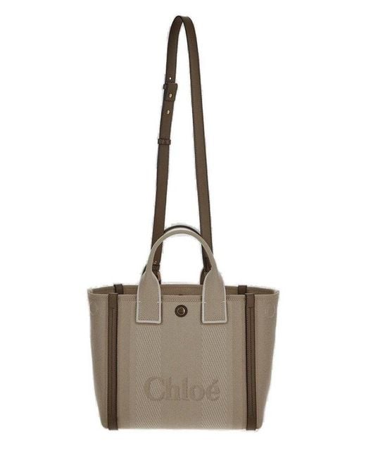 Chloé Natural Logo Detailed Small Tote Bag