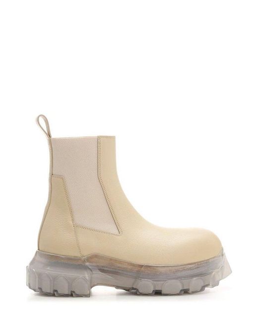 Rick Owens Natural Bozo Round Toe Tractor Boots